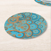 Konzentrierter kreisförmiger Rost-Türkis Runder Pappuntersetzer (Angewinkelt)