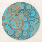 Konzentrierter kreisförmiger Rost-Türkis Runder Pappuntersetzer (Vorderseite)
