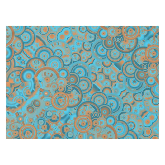 Konzentrierter kreisförmiger Rost-Türkis Tischdecke (Vorderseite (Horizontal))