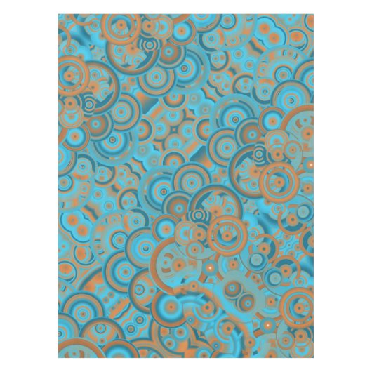 Konzentrierter kreisförmiger Rost-Türkis Tischdecke (Vorderseite)