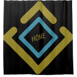 Konzentrische geometrische Formen aus Gold und Tür Duschvorhang