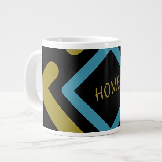 Konzentrische geometrische Formen aus Gold und Tür Jumbo-Tasse (Vorderseite Links)