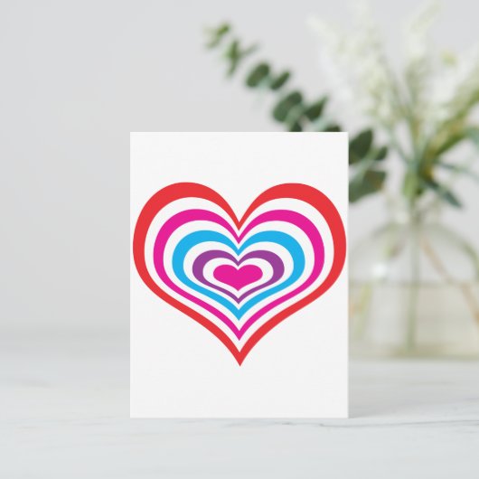 Konzentrische Herzen Postkarte (Stehend Vorderseite)