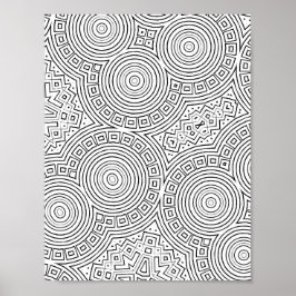 Konzentrische Kreismosaik-Farbseite Muster Kunst Poster