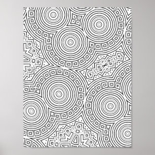 Konzentrische Kreismosaik-Farbseite Muster Kunst Poster