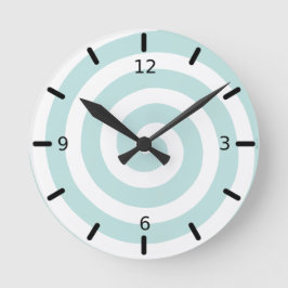 Konzentrische Spirale in Aquamarin & weiß Runde Wanduhr