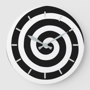 Konzentrische Spirale in Schwarz-Weiß-Runduhr Große Wanduhr