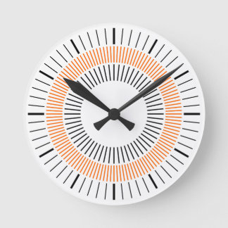 Konzentrische Strahlen - Orange Runde Wanduhr