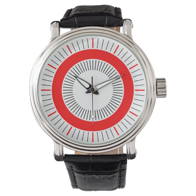 Konzentrische Strahlen - Rot Armbanduhr (Vorderseite)
