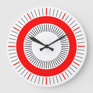 Konzentrische Strahlen - Rot Große Wanduhr