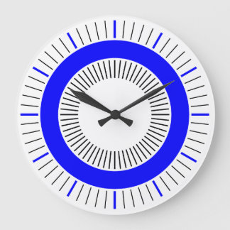 Konzentrische Strahlen - Solid Blue Große Wanduhr