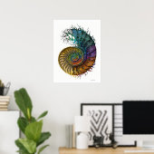 Konzept Ammonite Fossil in lebhaften Tintenfarben Poster (Heimbüro)