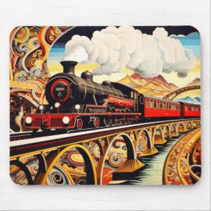Konzept der Lokomotive-Bahn Abstrakte Farbenpracht Mousepad