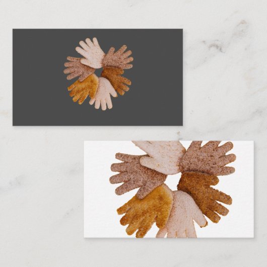 Konzept des multikulturellen Händekreises aus Brot Visitenkarte (Vorne/Hinten)