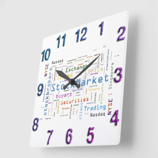 Konzept für das Börsendesign Word-Cloud-Konzept Quadratische Wanduhr (Winkel)