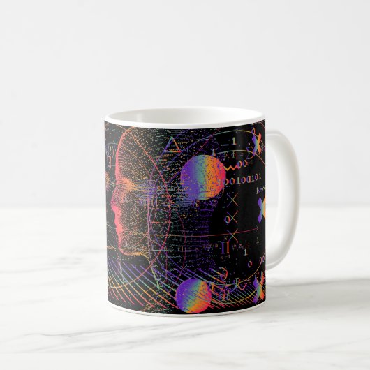 Konzeption künstlicher Intelligenz und virtueller Kaffeetasse (VorderseiteRechts)