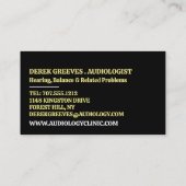 Konzeption von Hörhilfen, Audiologe, Audiologische Visitenkarte (Rückseite)