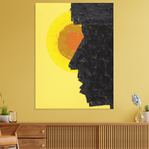Konzeptionelle abstrakte Silhouette und Sonne Leinwanddruck