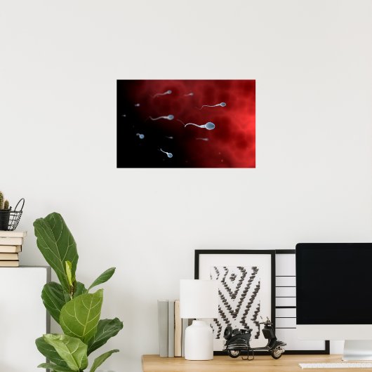 Konzeptionelles Bild von Spermien im Inneren des F Poster (Heimbüro)