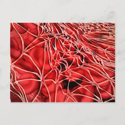 Konzeptuelles Bild roter Blutkörperchen mit Fibrin Postkarte (Vorderseite)