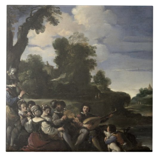 Konzert Champetre, 1617 (Öl auf Platte) Fliese (Vorderseite)
