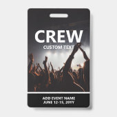 Konzert Event Access Pass Personalisierte Crew Abz Ausweis (Rückseite)