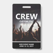Konzert Event Access Pass Personalisierte Crew Abz Ausweis (Vorderseite)