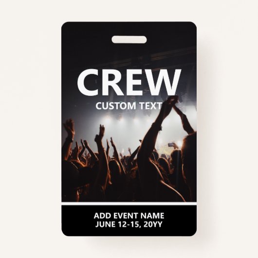 Konzert Event Access Pass Personalisierte Crew Abz Ausweis (Vorderseite)