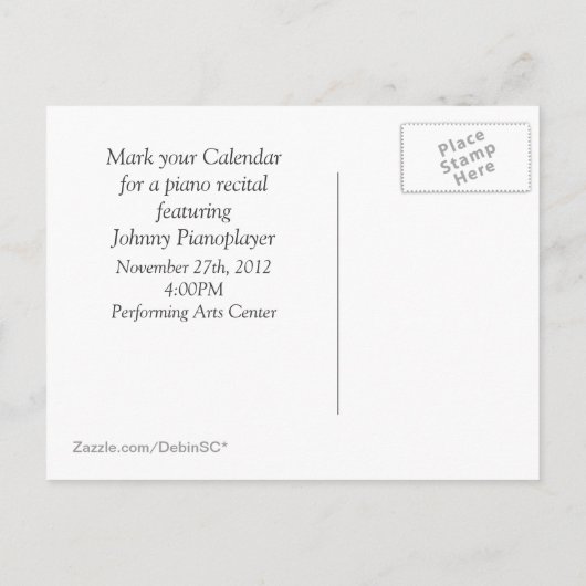 Konzert oder Erwägung Save the Date Postkarte (Rückseite)