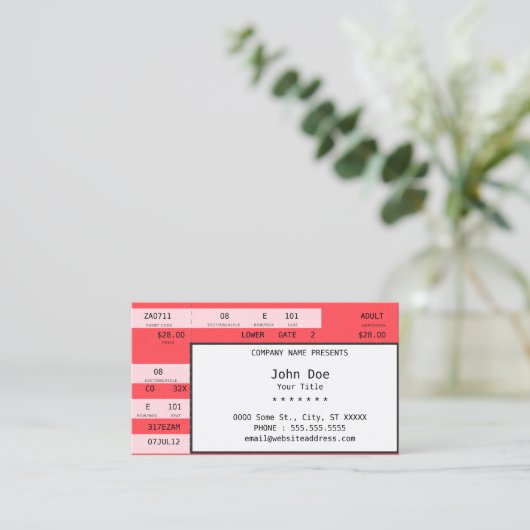 Konzert-Ticket (anpassbar) Visitenkarte (Stehend Vorderseite)