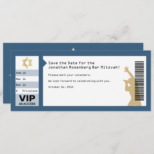 Konzert Ticket Bar Mitzvah Save the Date in der Ma (Vorne/Hinten)
