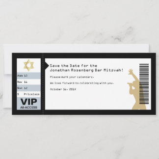 Konzert Ticket Bar Mitzvah Save the Date in Schwar