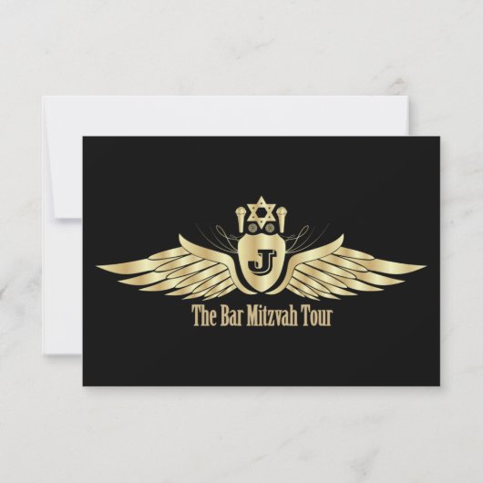 Konzert Ticket Bar Mitzvah UAWG Reply Card Schwarz RSVP Karte (Rückseite)