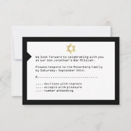 Konzert Ticket Bar Mitzvah UAWG Reply Card Schwarz RSVP Karte