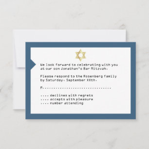 Konzert Ticket Bar Mitzvah UAWG Reply Navy Blue RSVP Karte