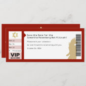 Konzert Ticket Bat Mitzvah Crimson Red Save The Date (Vorne/Hinten)