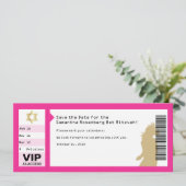 Konzert Ticket Bat Mitzvah in Rosa Einladung (Stehend Vorderseite)