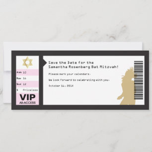 Konzert Ticket Bat Mitzvah Save the Date in Schwar