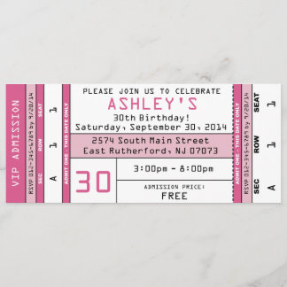 Konzert Ticket Einladung Pink