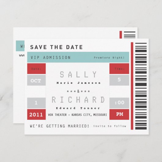 Konzert Ticket Save the Date (Vorne/Hinten)