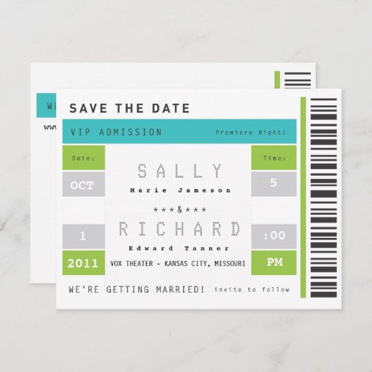 Konzert Ticket Save the Date (Vorne/Hinten)