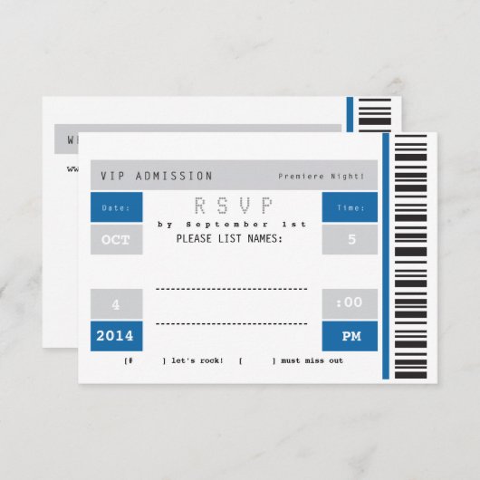 Konzert Ticket Stub UAWG RSVP Karte (Vorne/Hinten)