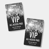 Konzert-Ticket VIP All Access Pass Schwarz Weiß Ausweis (Vorder- & Rückseite)