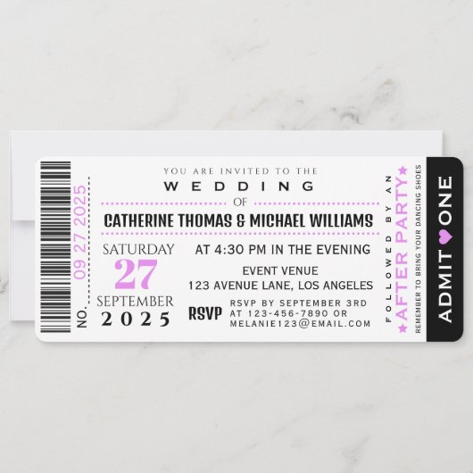 Konzert VIP Ticket und UAWG Wedding Einladung (Rückseite)