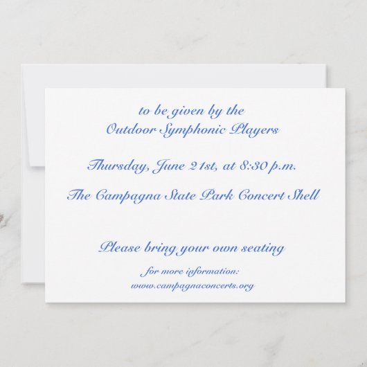 Konzerteinladung Einladung (Rückseite)