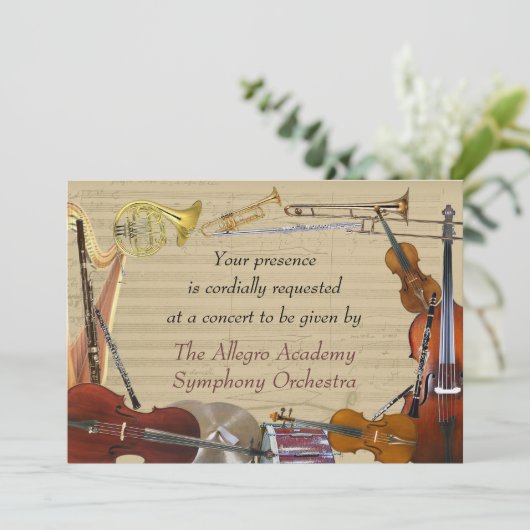 Konzerteinladung von Orchestra Instruments Einladung (Stehend Vorderseite)