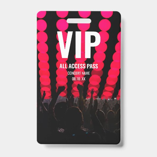 Konzertfestival VIP Individuelle Name Ausweis (Vorderseite)
