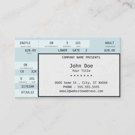 Konzertkarte Visitenkarte (Vorderseite)