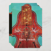 KONZERTMUSIK,WEDING,Red Blue Türkise Lirone Einladung (Vorne/Hinten)