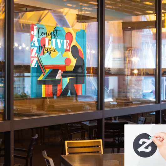 Konzertposter Pianist - Original Ölgemälde Fensteraufkleber (Restaurantfenster)